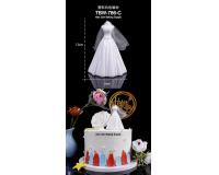 塑料白色婚纱衣架蛋糕摆件